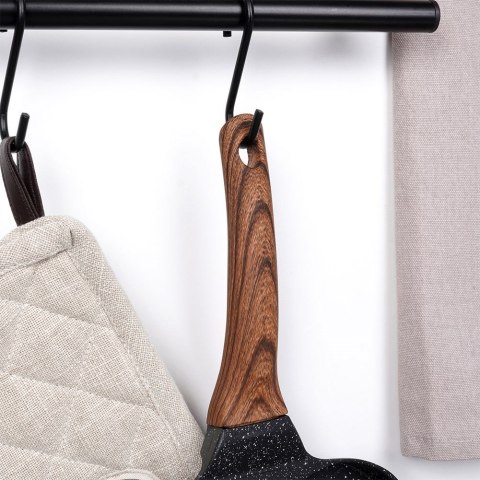 Patelnia granitowa do jajek sadzonych placków pancakes 4 otwory BLACK&WOOD 19x19 cm VILDE 199009