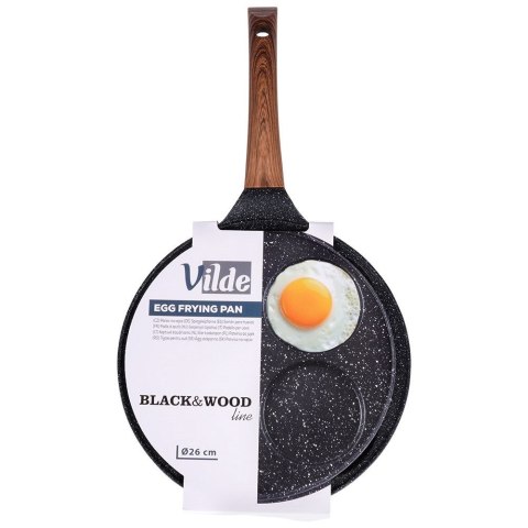 Patelnia granitowa do jajek sadzonych placków pancakes 4 otwory BLACK&WOOD 26 cm VILDE 199006