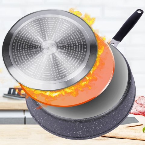Patelnia granitowa do smażenia z pokrywką nieprzywierająca indukcja STONER 28 cm ORION 112931