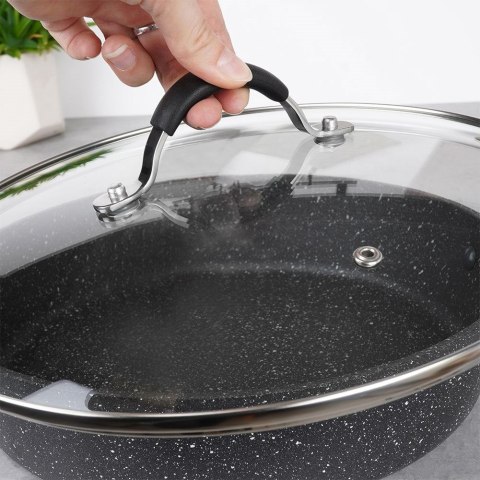 Patelnia granitowa do smażenia z pokrywką nieprzywierająca indukcja STONER 28 cm ORION 112931
