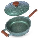 Patelnia granitowa nieprzywierająca indukcja NON-STICK z pokrywką głęboka OMEGA 28 cm 4.5L NAVA 10-255-011