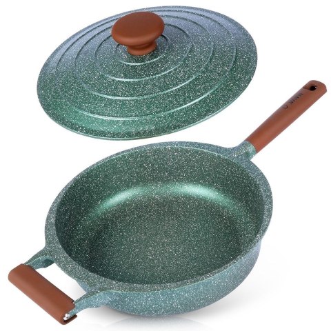 Patelnia granitowa nieprzywierająca indukcja NON-STICK z pokrywką głęboka OMEGA 28 cm 4.5L NAVA 10-255-011