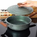 Patelnia granitowa nieprzywierająca indukcja NON-STICK z pokrywką głęboka OMEGA 28 cm 4.5L NAVA 10-255-011