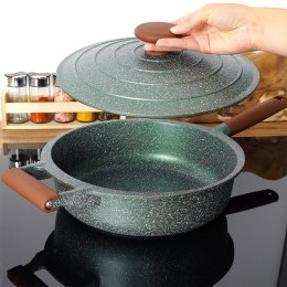 Patelnia granitowa nieprzywierająca indukcja NON-STICK z pokrywką głęboka OMEGA 28 cm 4.5L NAVA 10-255-011
