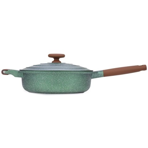 Patelnia granitowa nieprzywierająca indukcja NON-STICK z pokrywką głęboka OMEGA 28 cm 4.5L NAVA 10-255-011