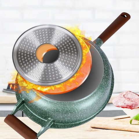 Patelnia granitowa nieprzywierająca indukcja NON-STICK z pokrywką głęboka OMEGA 28 cm 4.5L NAVA 10-255-011