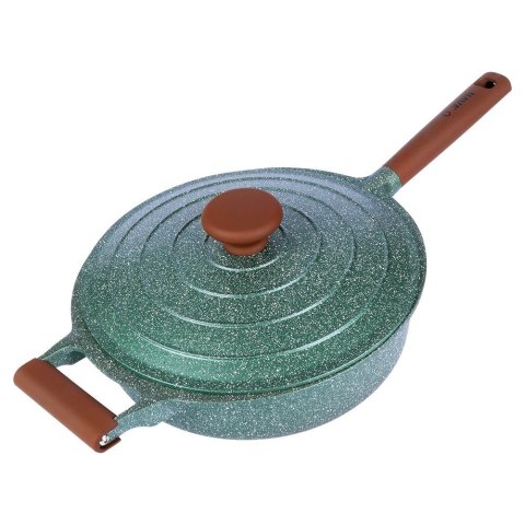 Patelnia granitowa nieprzywierająca indukcja NON-STICK z pokrywką głęboka OMEGA 28 cm 4.5L NAVA 10-255-011