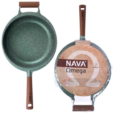 Patelnia granitowa nieprzywierająca indukcja NON-STICK z pokrywką głęboka OMEGA 28 cm 4.5L NAVA 10-255-011