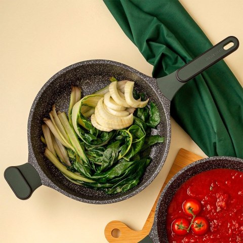 Patelnia granitowa nieprzywierająca indukcja NON-STICK ze szklaną pokrywką IMPERIAL 28 cm 4L NAVA 10-302-012