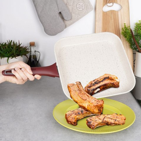 Patelnia grillowa do grillowania GRILL granitowa kwadratowa TERRESTRIAL 27x27 cm NAVA 10-044-010