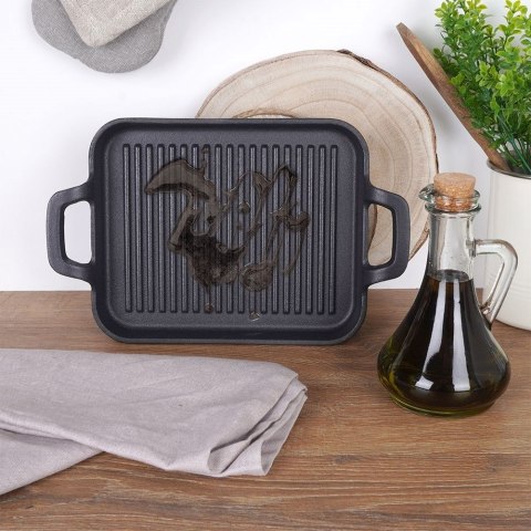 Patelnia grillowa do grillowania GRILL żeliwna 22x18 cm VAGGAN 259307