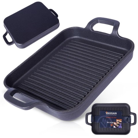 Patelnia grillowa do grillowania GRILL żeliwna 22x18 cm VAGGAN 259307