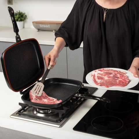 Patelnia grillowa do grillowania granitowa dwustronna GRILL FUNTZIO 36 cm NAVA 10-142-005