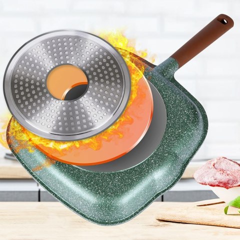 Patelnia grillowa do grillowania granitowa kwadratowa OMEGA 28x28 cm NAVA 10-255-020