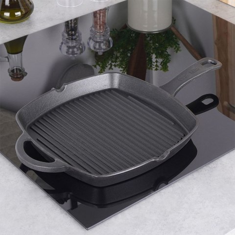 Patelnia grillowa do grillowania żeliwna kwadratowa GRILL 25x25 cm HIT 110573