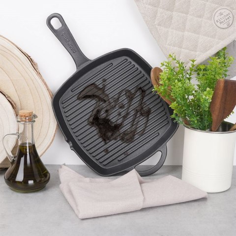Patelnia grillowa do grillowania żeliwna kwadratowa GRILL 25x25 cm HIT 110573