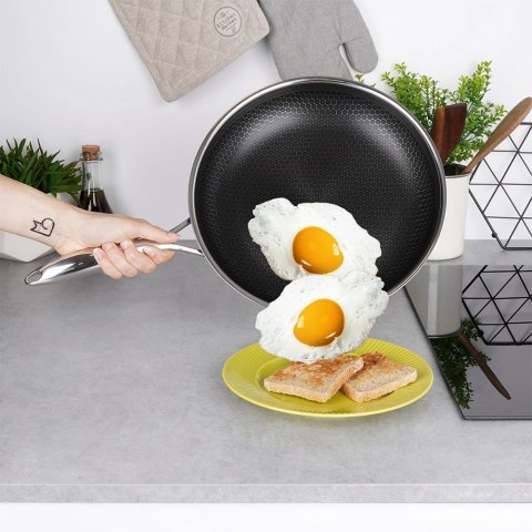 Patelnia stalowa ze stali nierdzewnej NON-STICK indukcja COOKCELL 28 cm ORION 112982