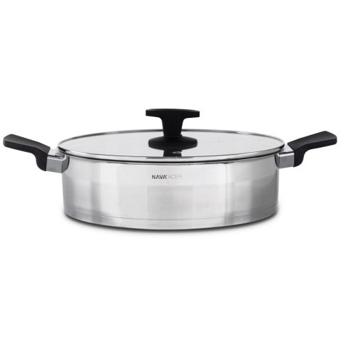 Patelnia stalowa ze stali nierdzewnej indukcja ze szklaną pokrywką ACER 28 cm 4.7L NAVA 10-268-021
