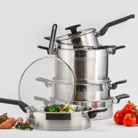 Patelnia stalowa ze stali nierdzewnej indukcja ze szklaną pokrywką ACER 28 cm 4.7L NAVA 10-268-021