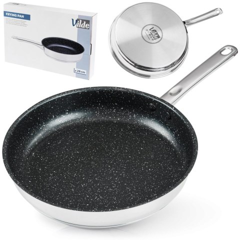 Patelnia stalowa ze stali nierdzewnej nieprzywierająca indukcja 28 cm VILDE 199019