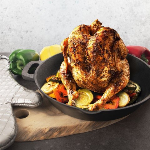 Patelnia ze stojakiem na kurczaka do smażenia żeliwna LITINA 28 cm ORION 113208