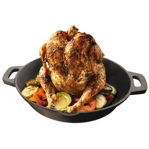 Patelnia ze stojakiem na kurczaka do smażenia żeliwna LITINA 28 cm ORION 113208