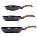Zestaw komplet patelni granitowych BLACK&WOOD 3-ele 20 / 24 / 28 cm VILDE 199011