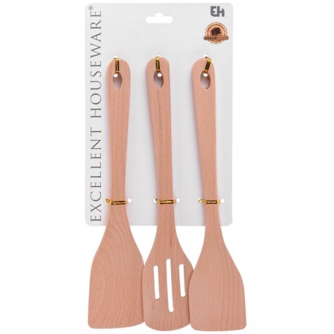 Łopatki kuchenne drewniane 30cm łopatka drewniana 3-ele EXCELLENT HOUSEWARE 140115