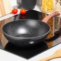 Patelnia głęboka wok granitowa NON-STICK indukcja BLACK&WOOD 28 cm VILDE 199079