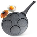Patelnia granitowa do jajek sadzonych placków pancakes 4 otwory BLACK LINE 26 cm VILDE 199076