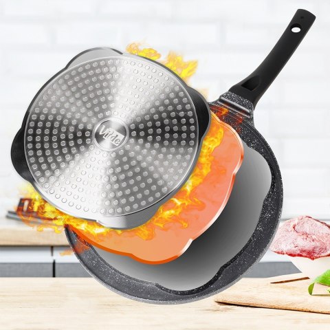 Patelnia granitowa do jajek sadzonych placków pancakes 4 otwory BLACK LINE 26 cm VILDE 199076