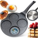 Patelnia granitowa do jajek sadzonych placków pancakes 4 otwory BLACK LINE 26 cm VILDE 199076