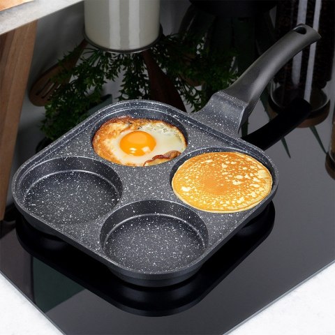 Patelnia granitowa do jajek sadzonych placków pancakes 4 otwory GRANDE 22x22cm ORION 113211