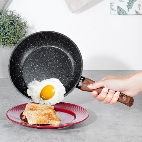 Patelnia granitowa nieprzywierająca indukcja NON-STICK BLACK&WOOD 20 cm VILDE 199059