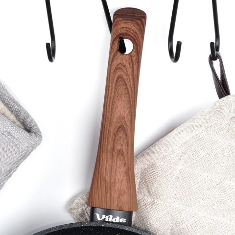 Patelnia granitowa nieprzywierająca indukcja NON-STICK BLACK&WOOD 28 cm VILDE 199062