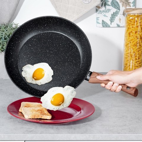 Patelnia granitowa nieprzywierająca indukcja NON-STICK BLACK&WOOD duża 30 cm VILDE 199063