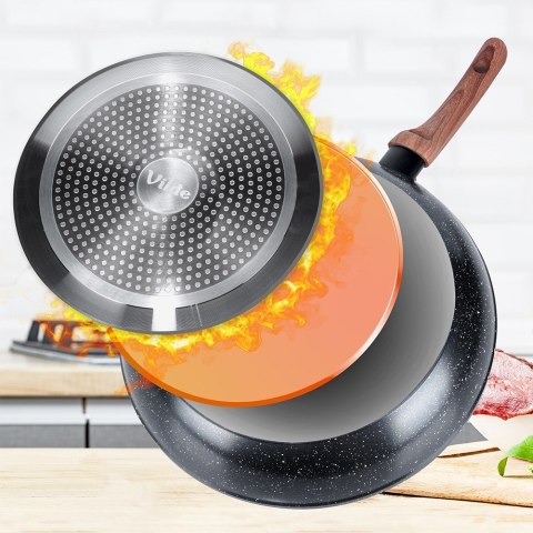 Patelnia granitowa nieprzywierająca indukcja NON-STICK BLACK&WOOD duża 32 cm VILDE 199064