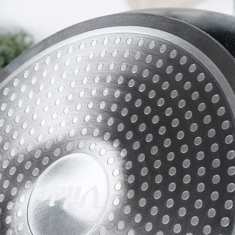 Patelnia granitowa nieprzywierająca indukcja NON-STICK z pokrywką BLACK&WOOD 28 cm 3.5L VILDE 199065