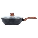 Patelnia granitowa nieprzywierająca indukcja NON-STICK z pokrywką BLACK&WOOD 28 cm 3.5L VILDE 199065