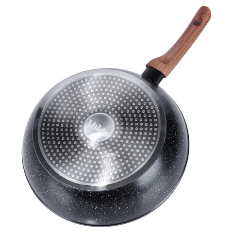 Patelnia granitowa nieprzywierająca indukcja NON-STICK z pokrywką BLACK&WOOD 28 cm 3.5L VILDE 199065