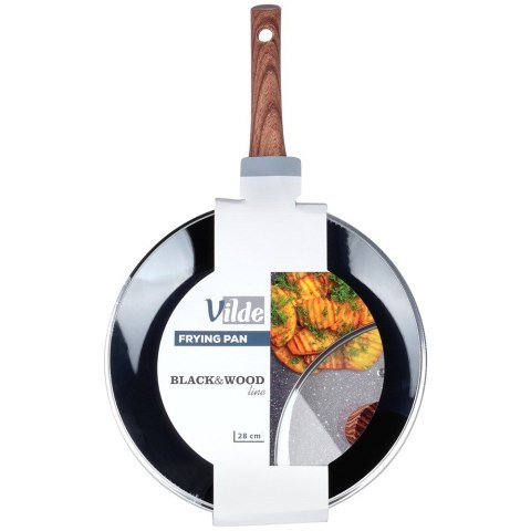 Patelnia granitowa nieprzywierająca indukcja NON-STICK z pokrywką BLACK&WOOD 28 cm 3.5L VILDE 199065