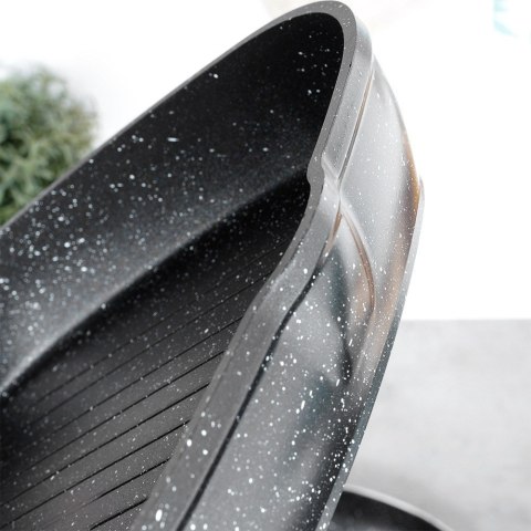 Patelnia grillowa do grillowania GRILL granitowa kwadratowa BLACK&WOOD 28x28 cm VILDE 199056