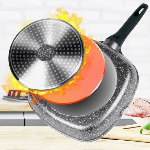 Patelnia grillowa do grillowania GRILL granitowa kwadratowa OLEA 28 cm NAVA 10-302-210
