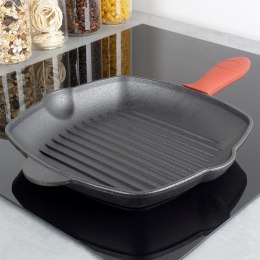 Patelnia grillowa do grillowania GRILL żeliwna kwadratowa z silikonową nakładką CAST LINE 28x28 cm VILDE 199045