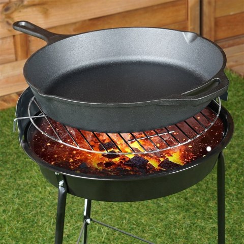 Patelnia żeliwna z silikonową nakładką na indukcję ciężka CAST LINE duża 30 cm VILDE 199036