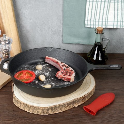 Patelnia żeliwna z silikonową nakładką na indukcję ciężka CAST LINE duża 30 cm VILDE 199036