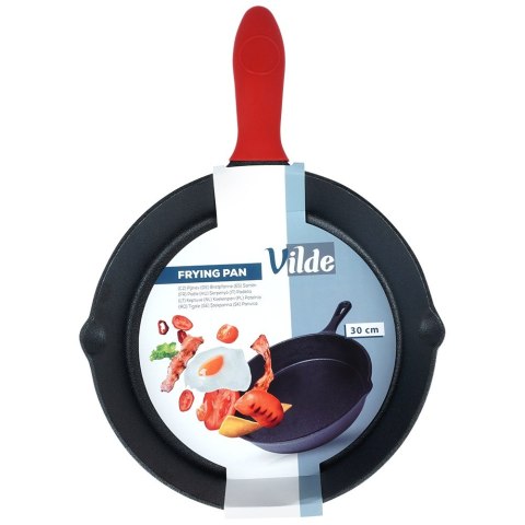 Patelnia żeliwna z silikonową nakładką na indukcję ciężka CAST LINE duża 30cm VILDE 199037