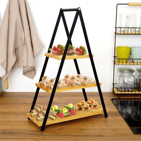 Patera na ciasto owoce babeczki bambusowa 3 piętrowa 38x16.5x53cm EXCELLENT HOUSEWARE 139201