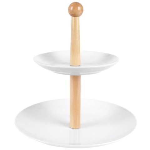 Patera na ciasto owoce babeczki porcelanowa biała 2 piętrowa 27cm EXCELLENT HOUSEWARE 139131