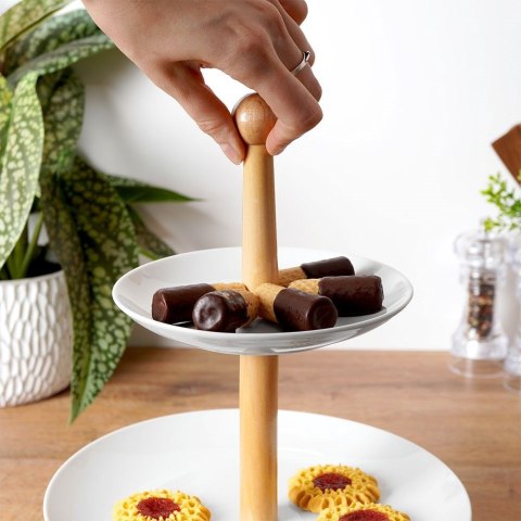 Patera na ciasto owoce babeczki porcelanowa biała 2 piętrowa 27cm EXCELLENT HOUSEWARE 139131